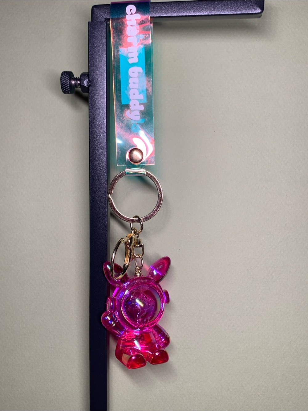 Charm Buddy Keychain - Pink Astronaut Bunny